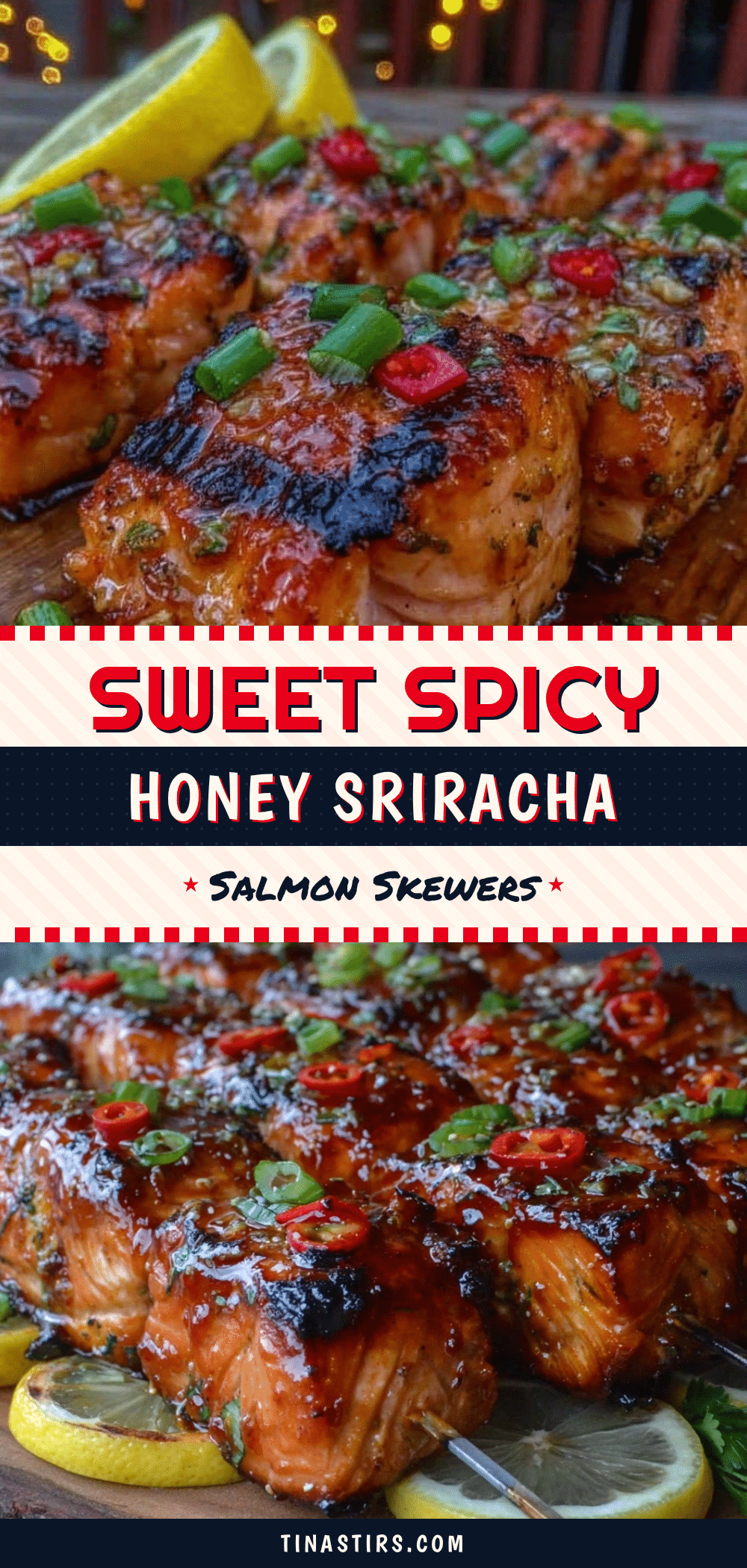 honey sriracha glazed grilled salmon skewers recipe
