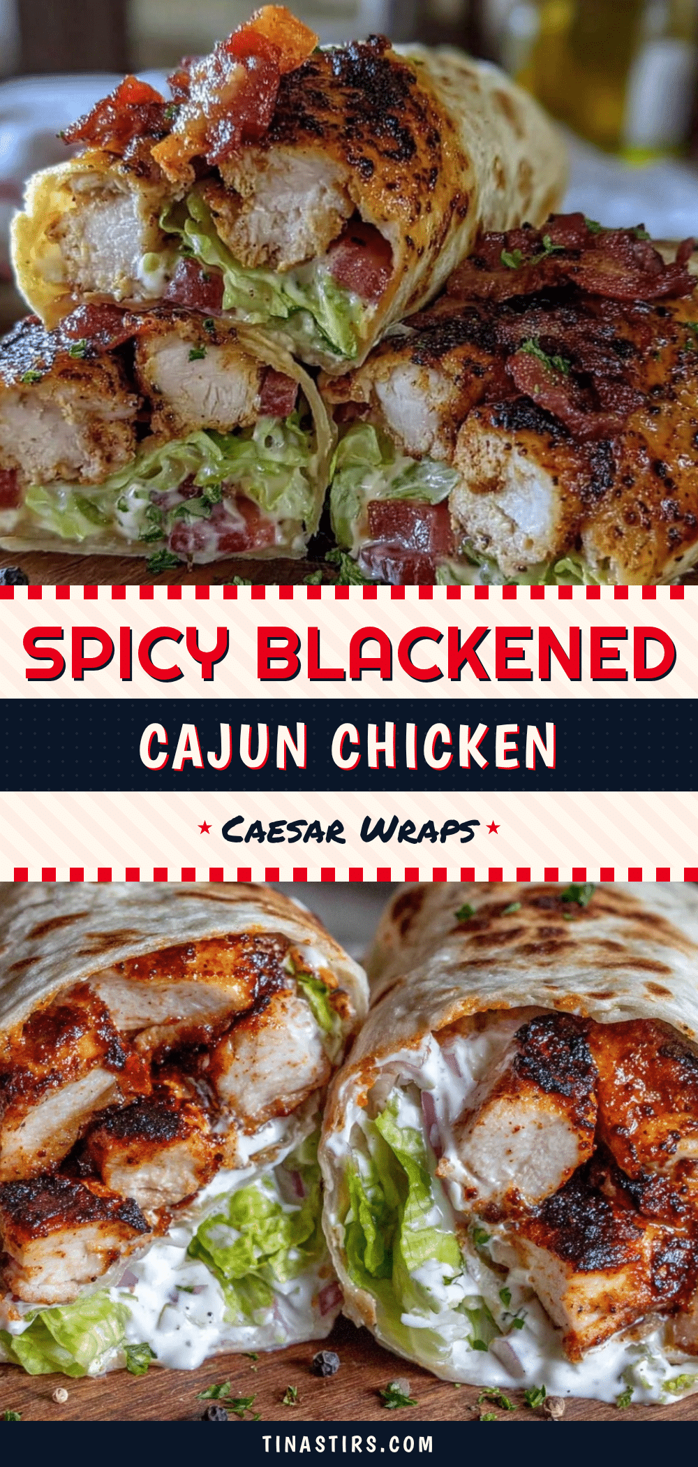 Blackened Cajun Chicken Caesar Wraps recipe