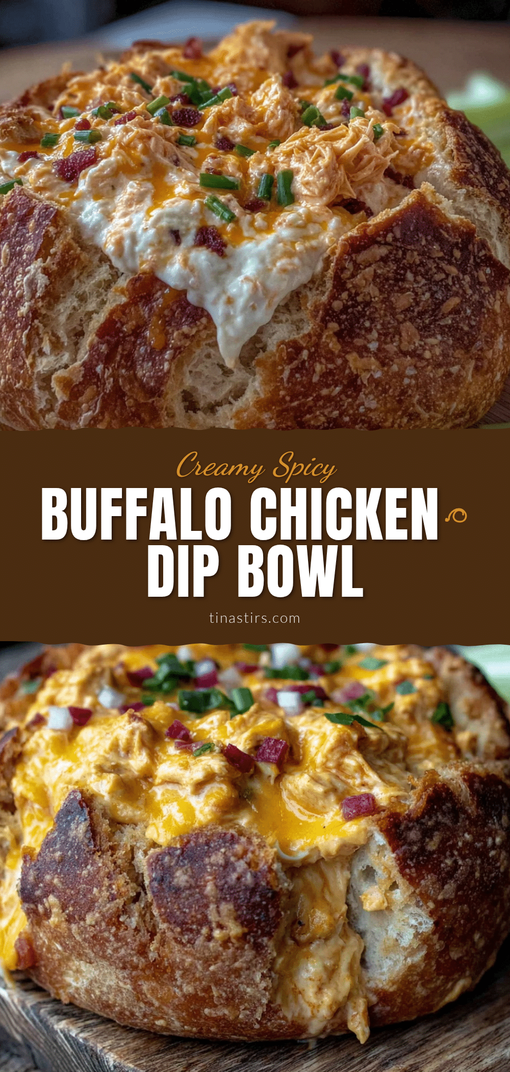 Creamy Buffalo Chicken Dip Bread Bowl recipe