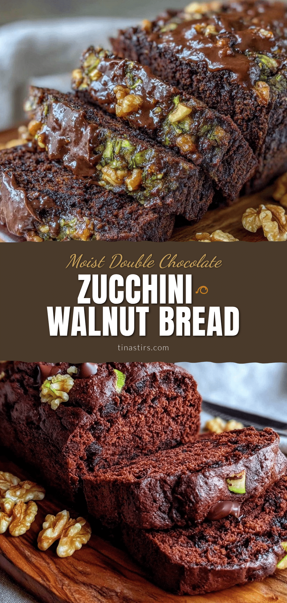 moist double chocolate zucchini walnut bread recipe