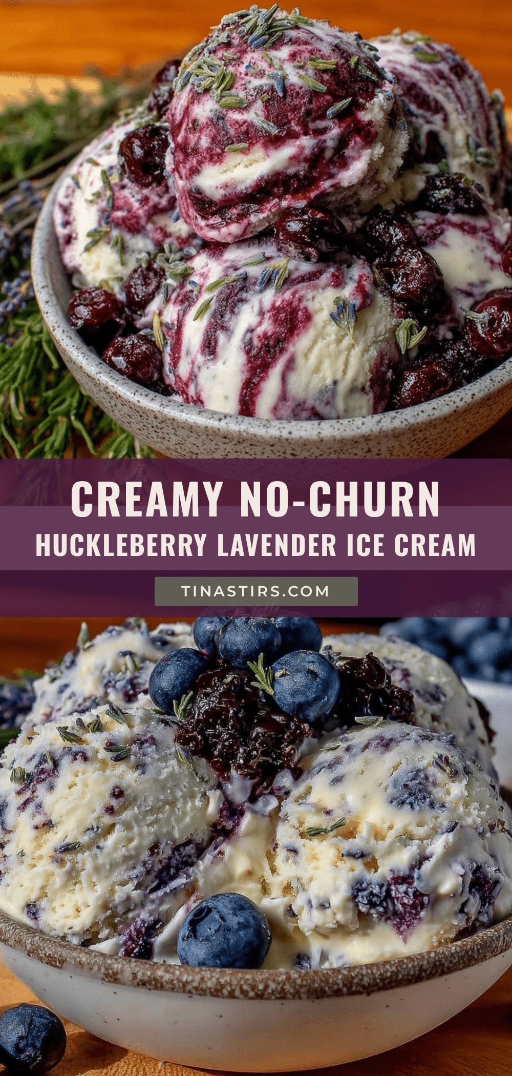 no-churn huckleberry lavender ice cream recipe