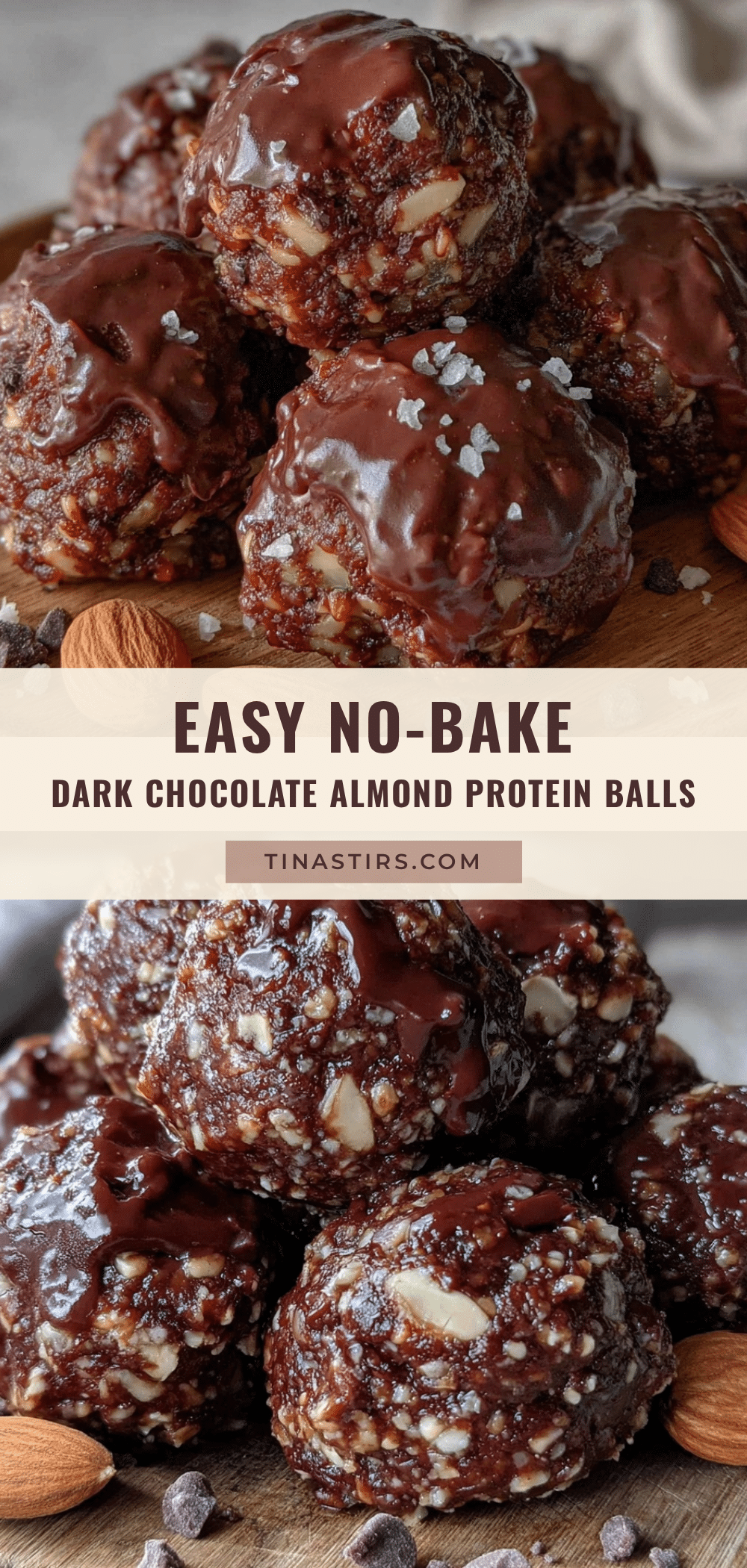 no-bake dark chocolate almond protein balls recipe