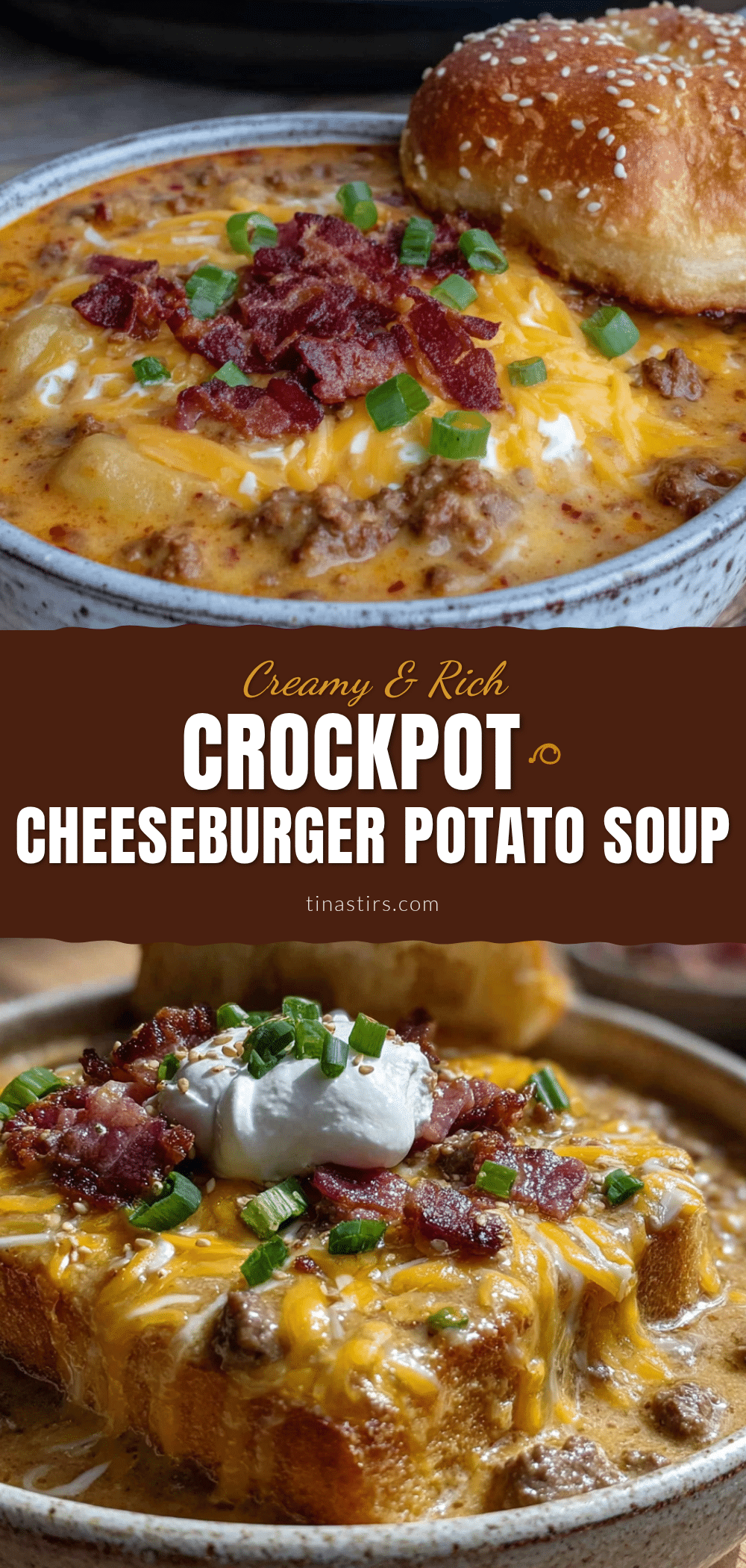 Creamy Crockpot Cheeseburger Potato Soup recipe