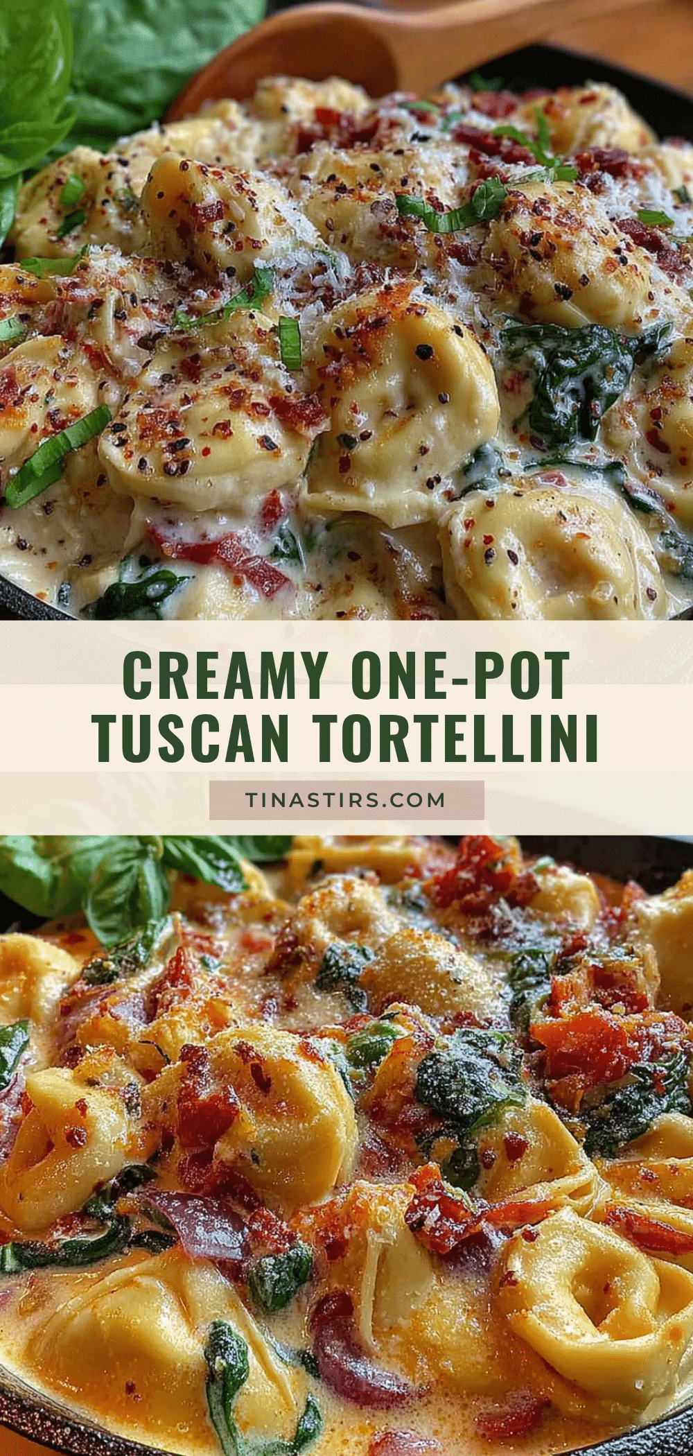creamy one-pot Tuscan tortellini skillet recipe