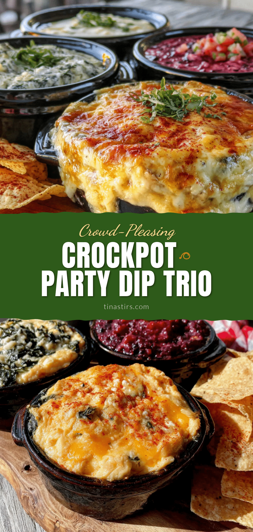 crockpot football party dip trio recipe