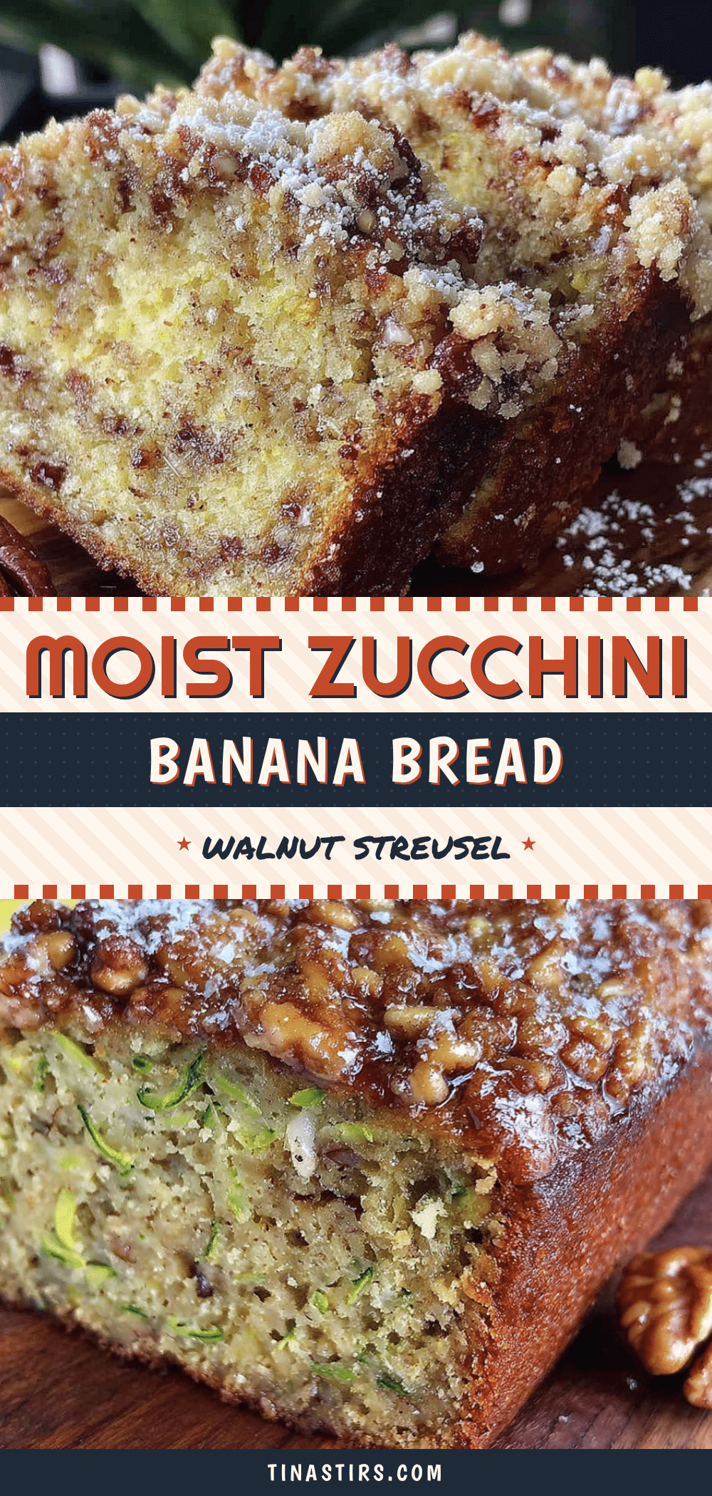 moist zucchini banana bread with walnut streusel recipe