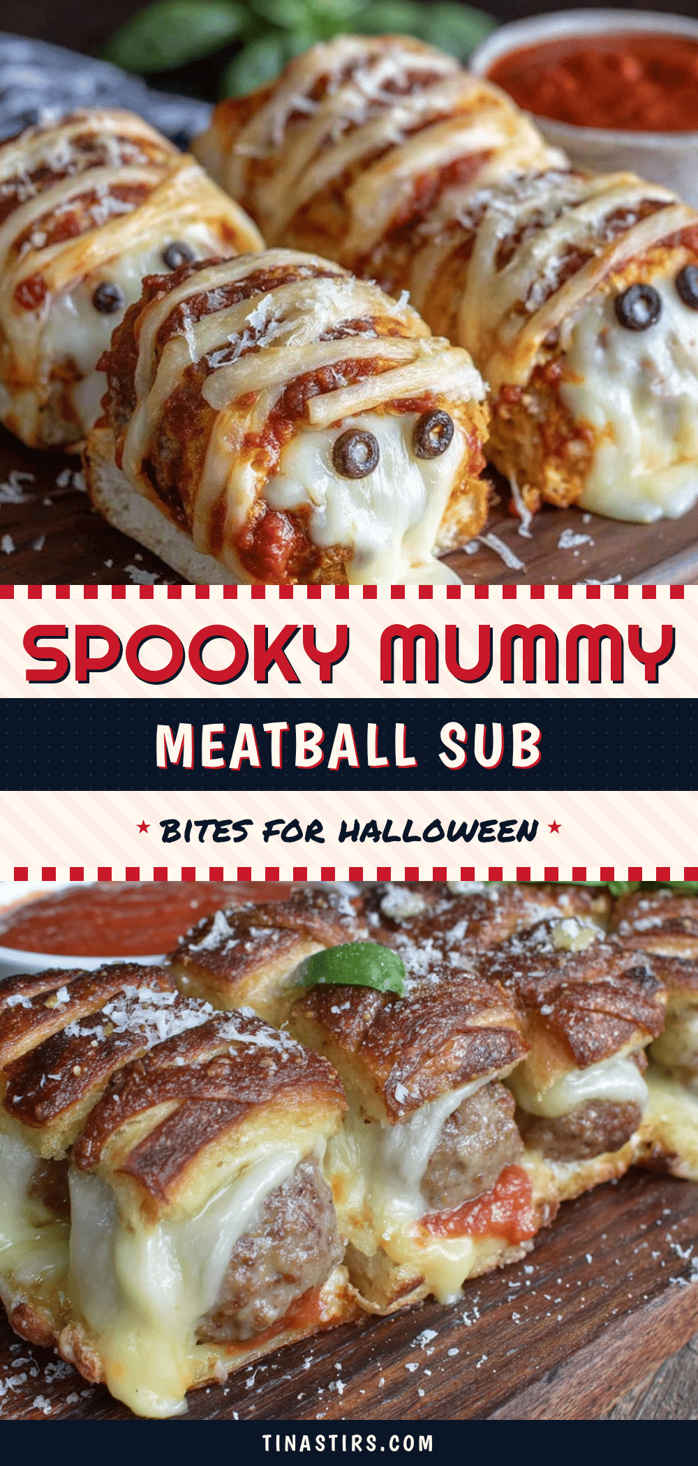 Mummy meatball sub bites recipe