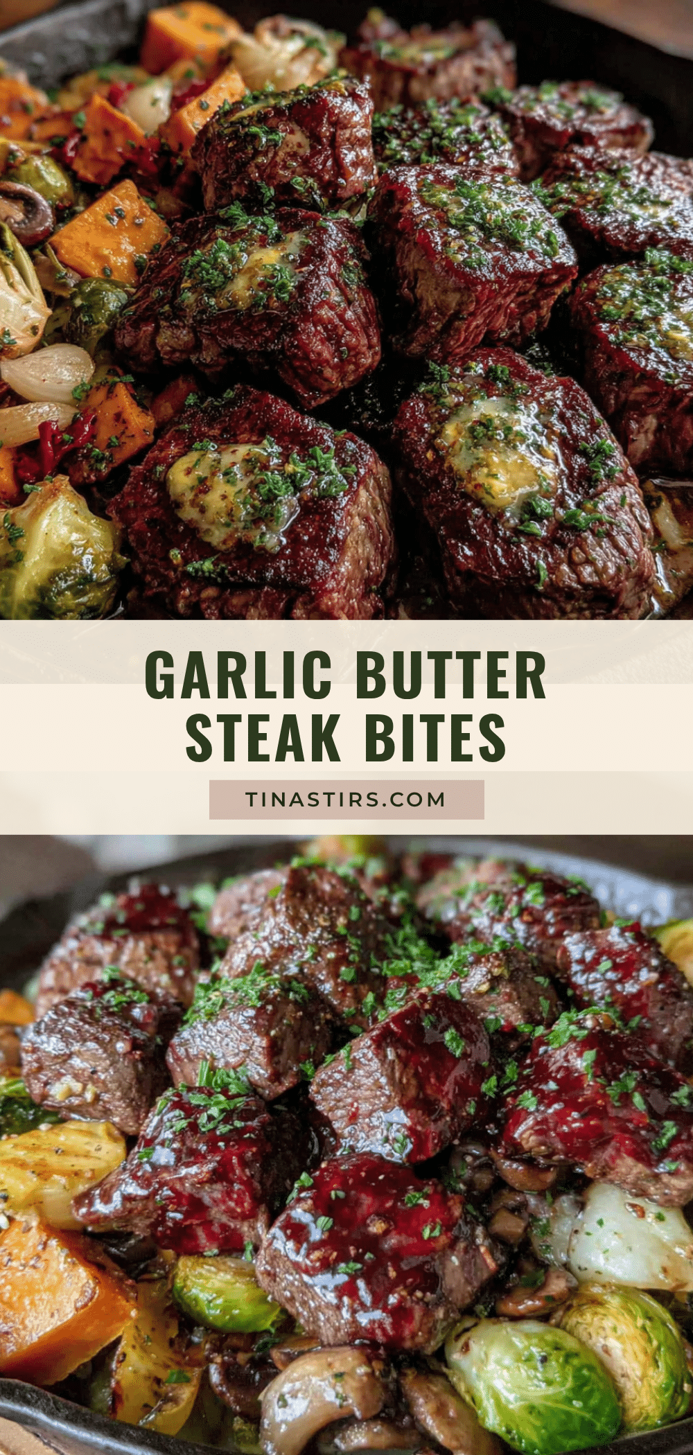 one-pan garlic butter steak bites with fall vegetables recipe