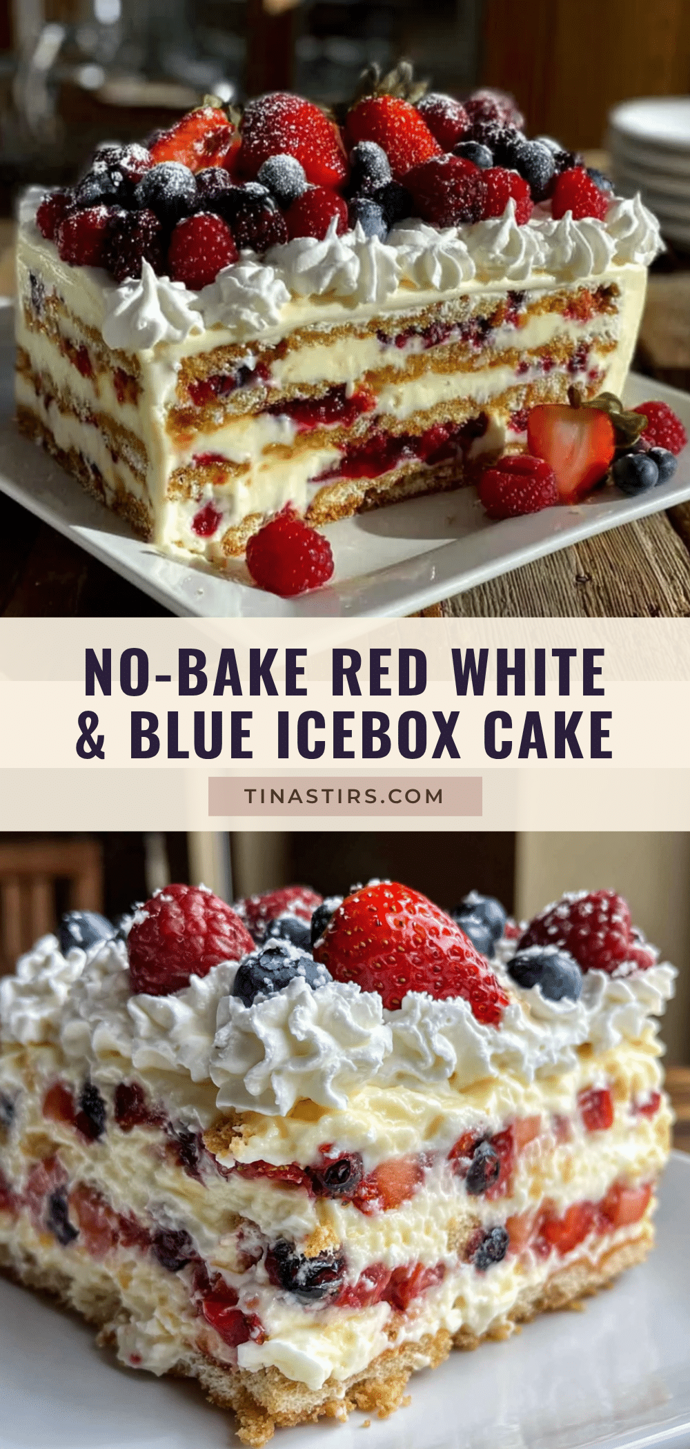red white and blue berry icebox cake recipe