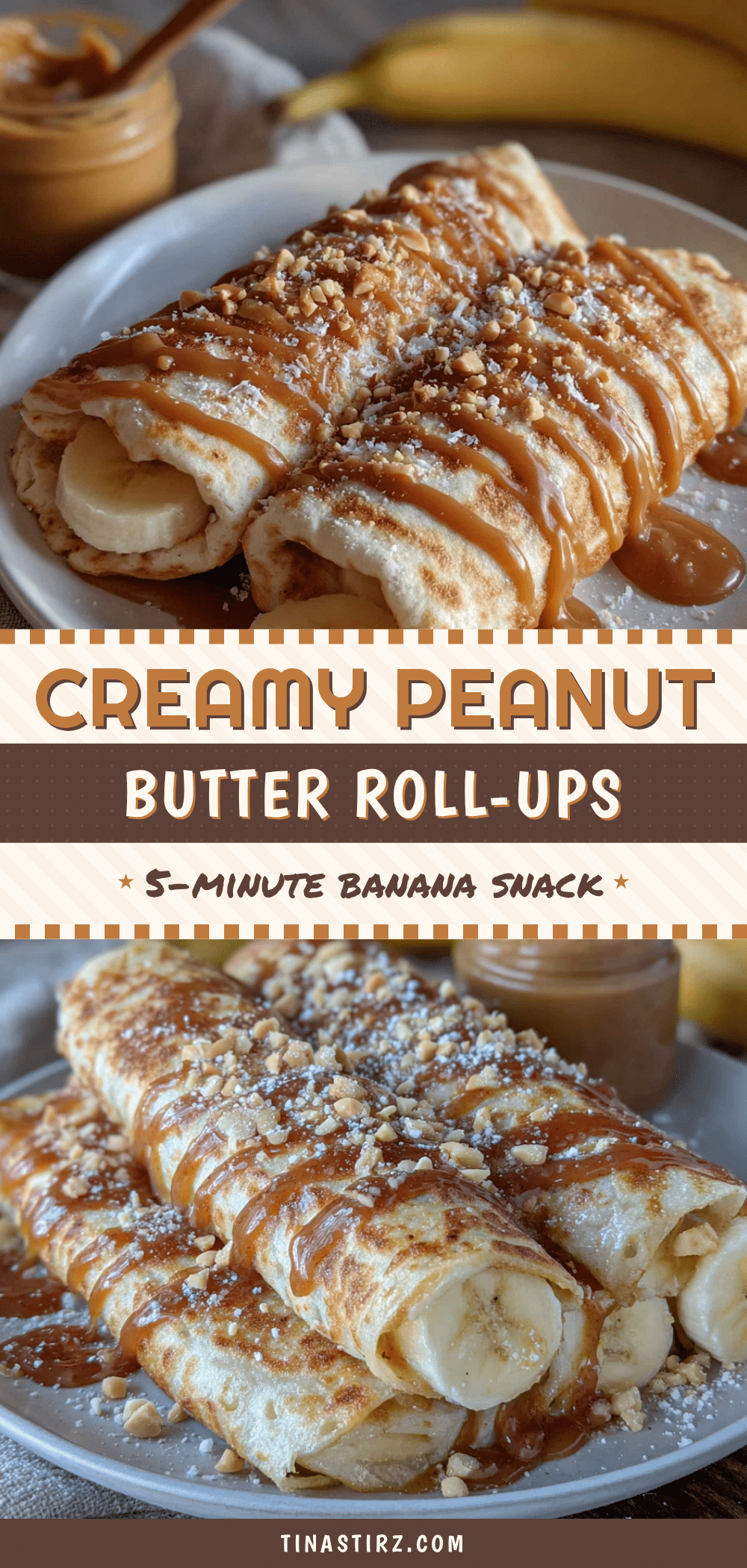 5-Minute Creamy Peanut Butter Banana Roll-Ups recipe