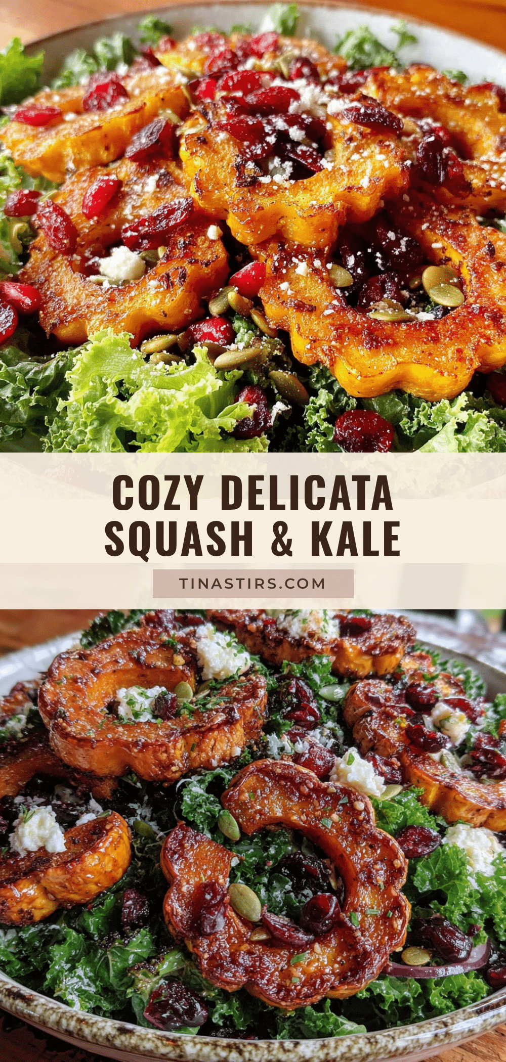 Cozy Delicata Squash and Kale Harvest Salad recipe