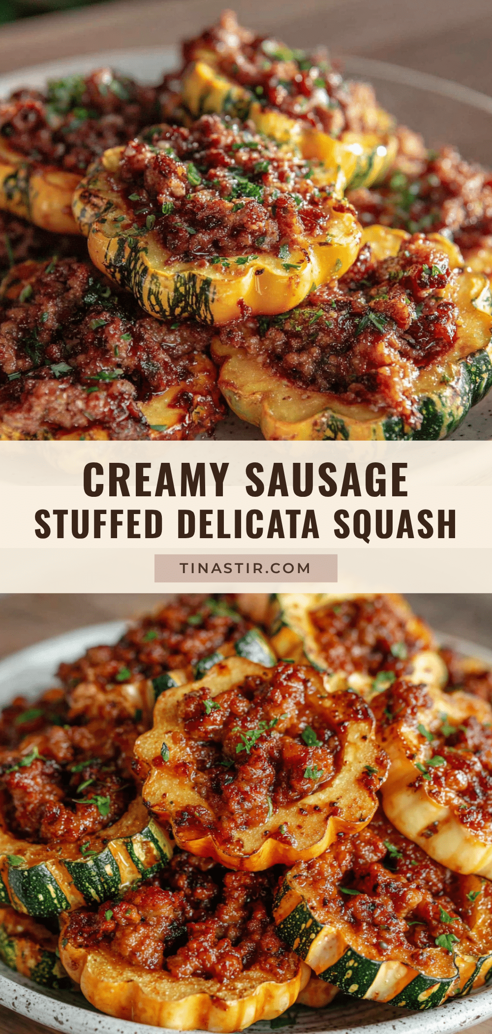 creamy sausage stuffed delicata squash rings recipe
