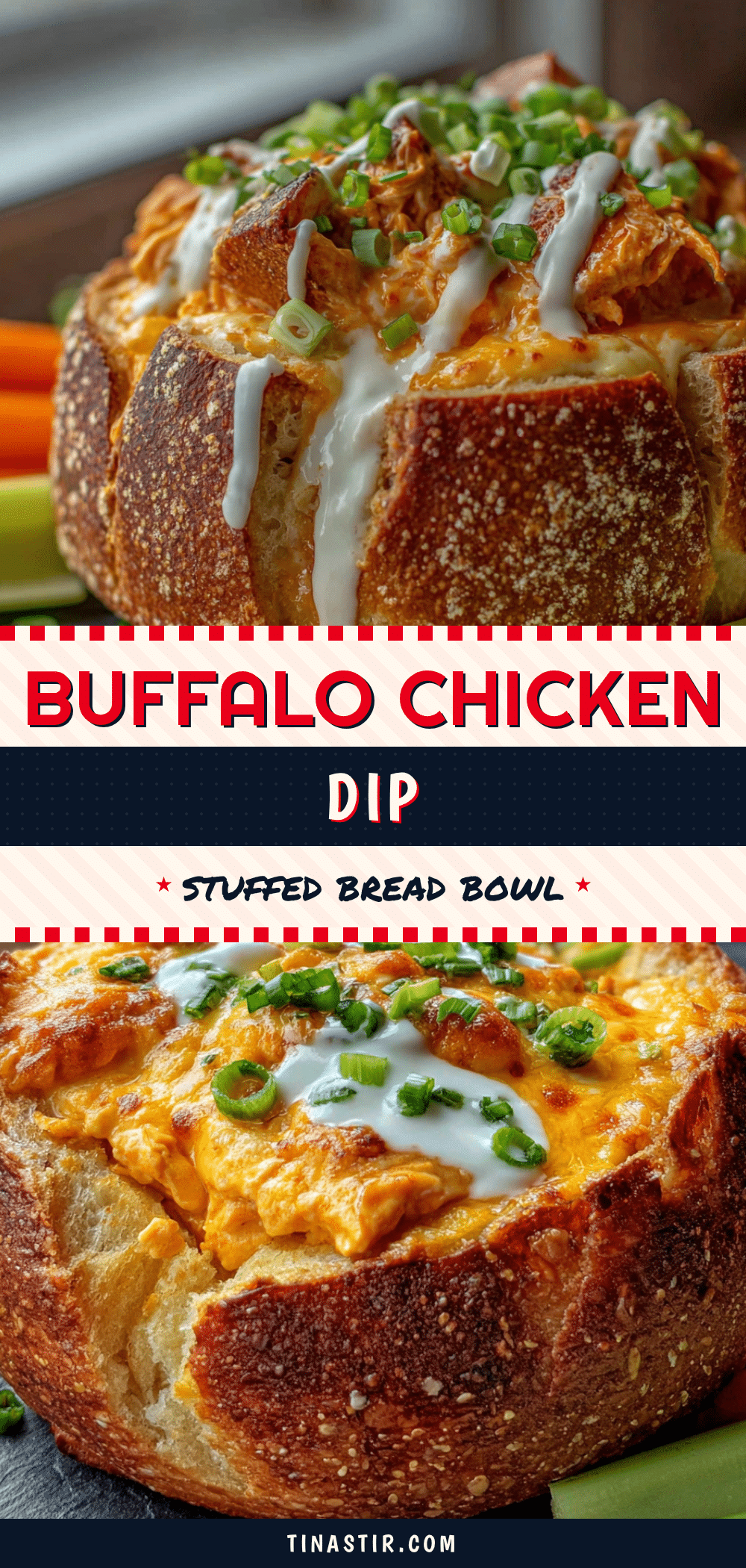 crispy buffalo chicken dip stuffed bread bowl recipe