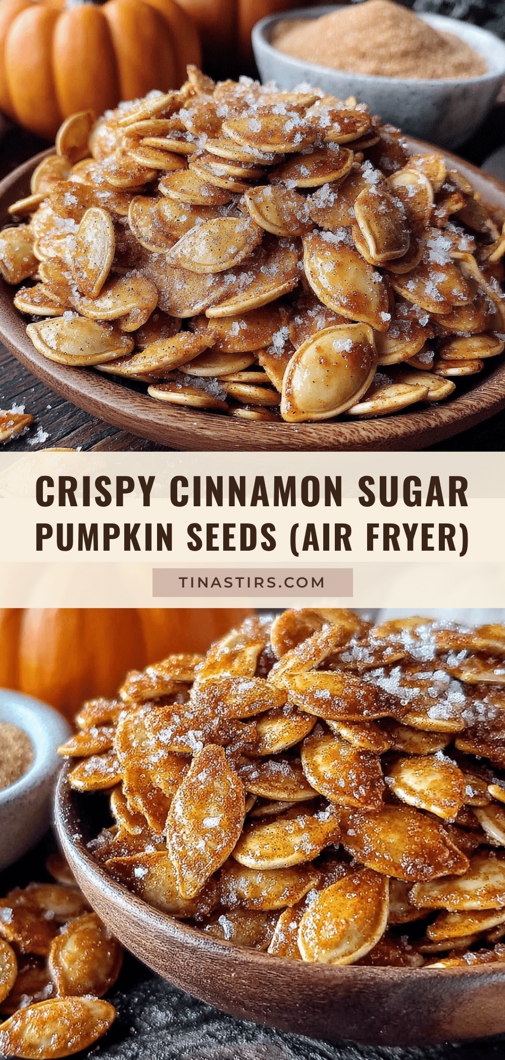 crispy cinnamon sugar pumpkin seeds air fryer recipe