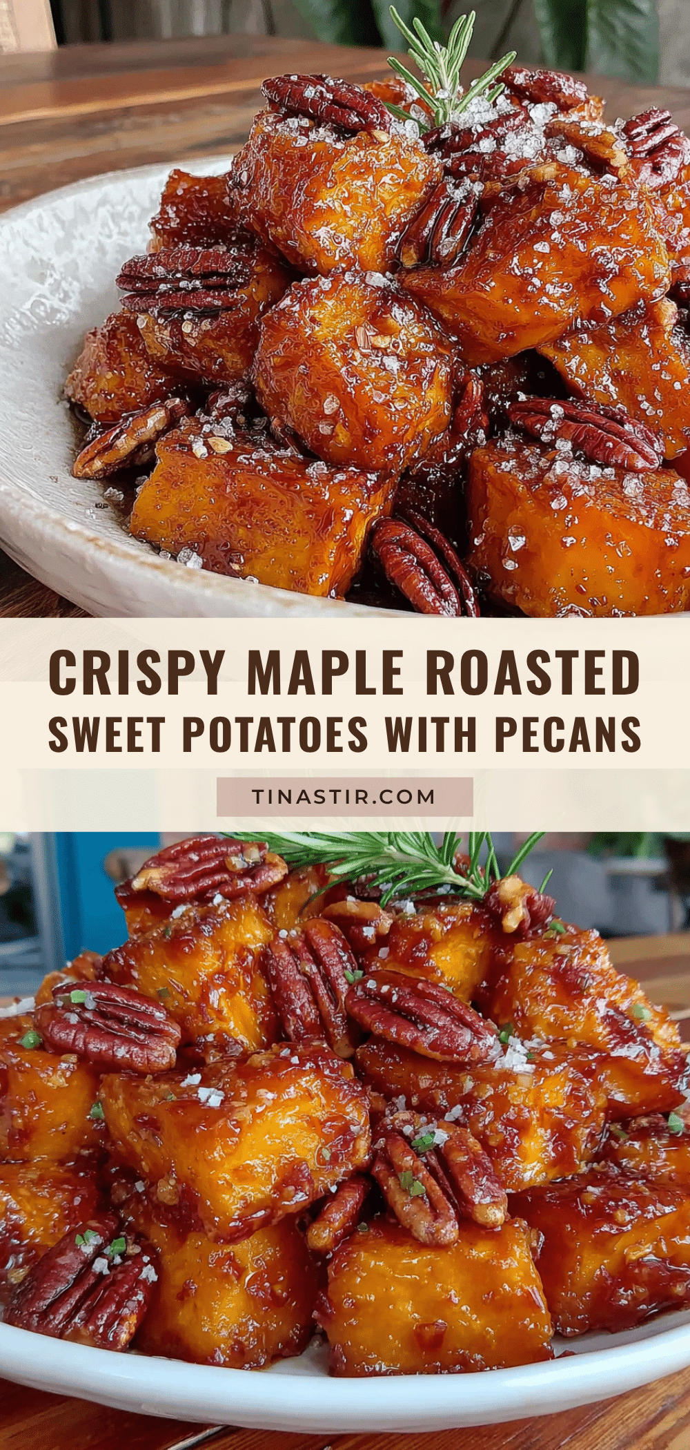 Crispy Maple Roasted Sweet Potatoes with Pecans recipe