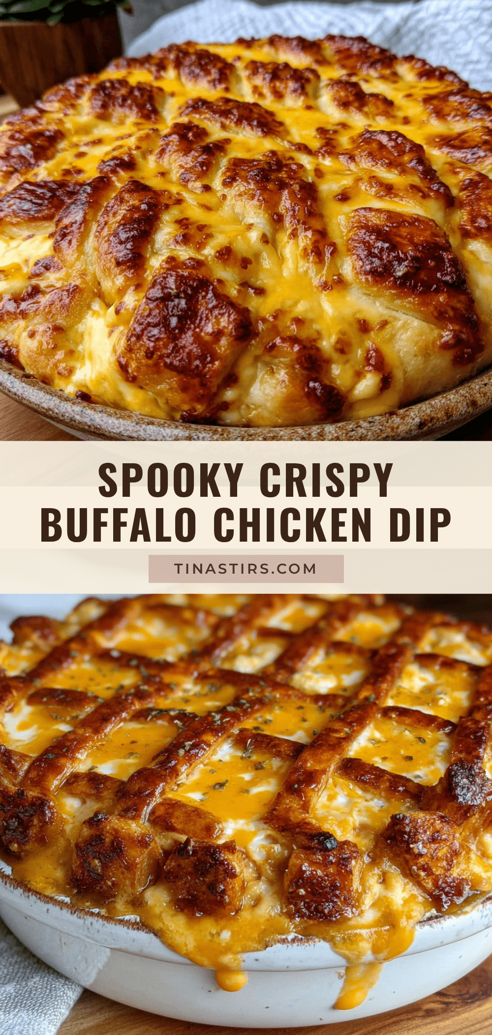 Crispy Spider Web Buffalo Chicken Dip recipe