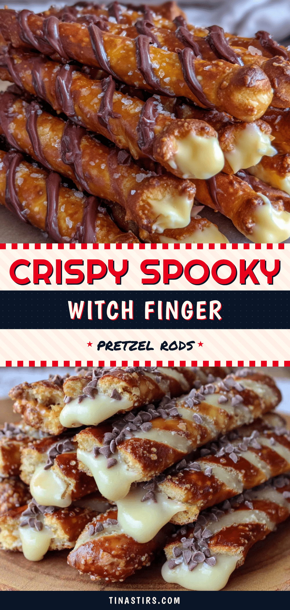 crispy witch finger pretzel rods with white chocolate recipe