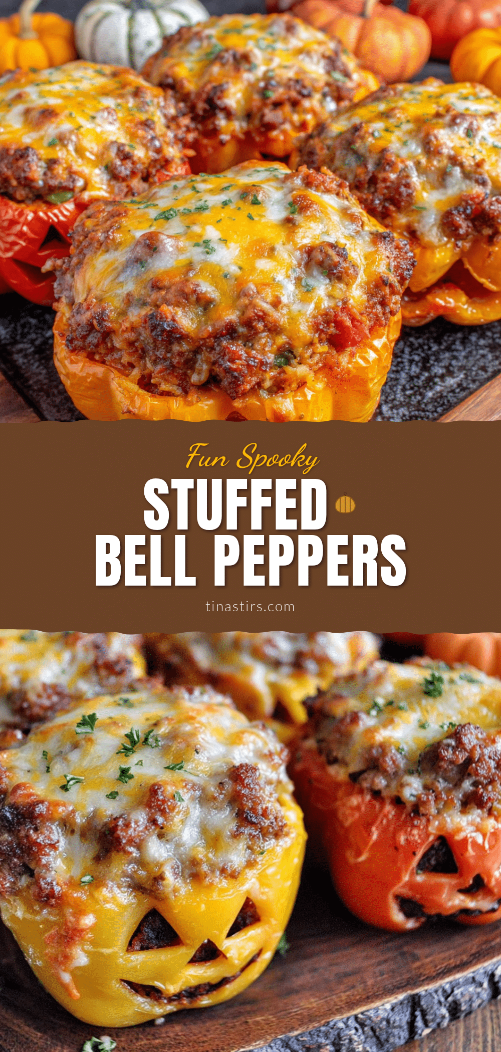 Jack-o-Lantern Stuffed Bell Peppers recipe