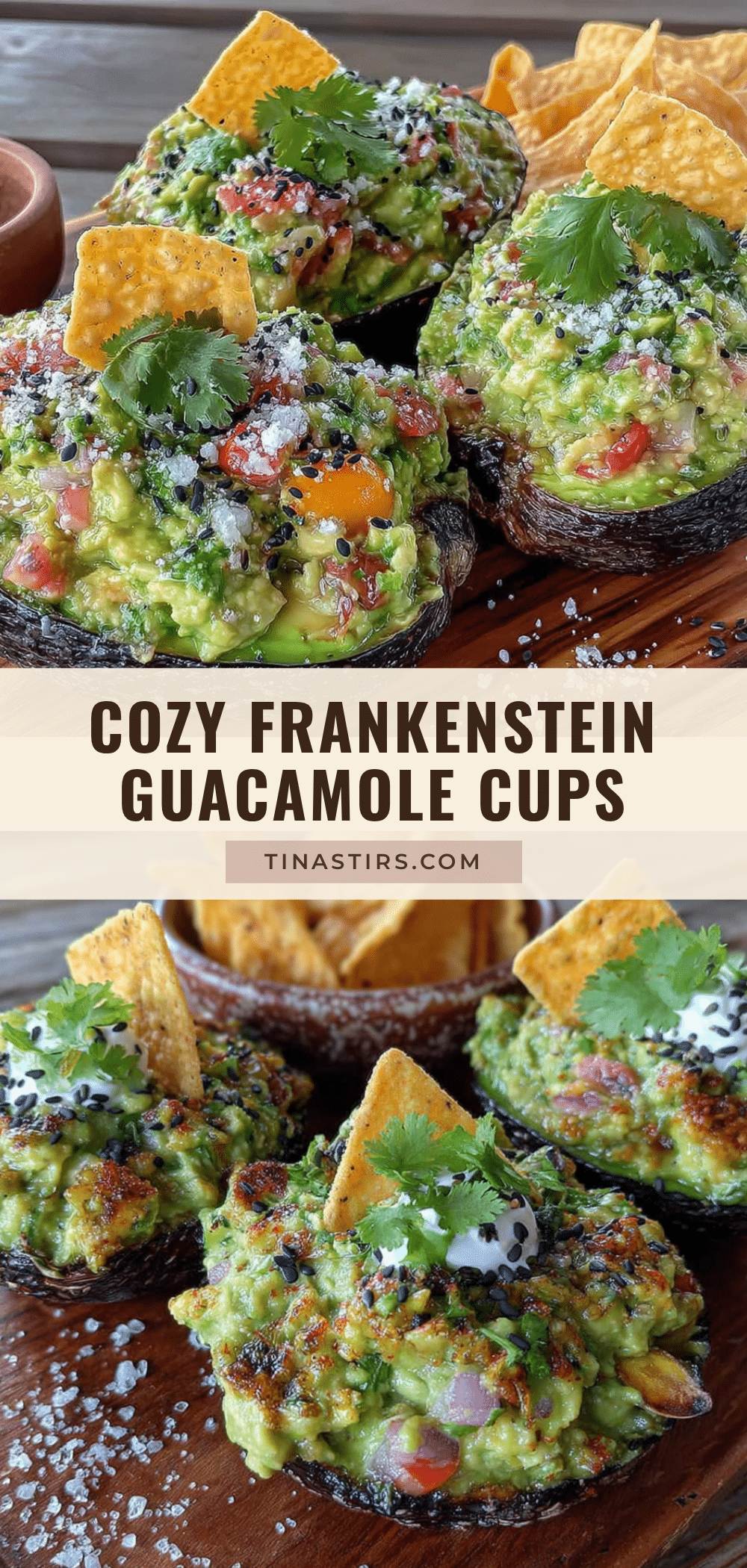 Cozy Frankenstein Guacamole Cups recipe